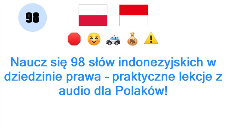 Naucz się 98 słów indonezyjskich w dziedzinie prawa – praktyczne lekcje z audio dla Polaków!